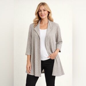 Joseph Ribkoff Open Front Swing Jacket 3/4 Sleeve Knit Taupe Gold Size 16